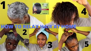 HOW I RELAX MY SHORT HAIR AT HOME  with OLIVE OIL ORS HAIR RELAXER [upl. by Engamrahc]