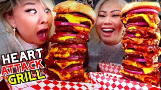 20000 CALORIES OCTUPLE BYPASS BURGER at Heart Attack Grill in Las Vegas ft ItsLovelyMimi [upl. by Siderf]