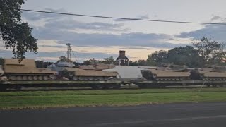 US Army Tank Train 19 Sep 2024 M1 Abrams amp M88 Tanks Bradley Fighting  Trucks amp Armored Vehicles [upl. by Enilrem]