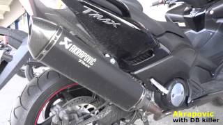 2013 Yamaha TMAX 530 Sport AKRAPOVIC exhaust sound VS original [upl. by Arramahs]