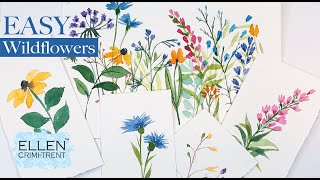 EASY Watercolor Wildflower Practice Step by Step for Beginners [upl. by Giardap]