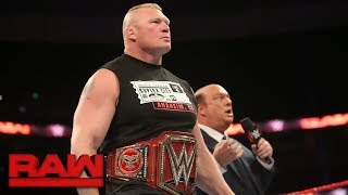 Paul Heyman provokes a fight between Braun Strowman and Brock Lesnar Raw Sept 11 2017 [upl. by Kyriako606]