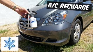 HOW TO RECHARGE THE AIR CONDITIONER AC ON HONDA ODYSSEY [upl. by Zarihs]