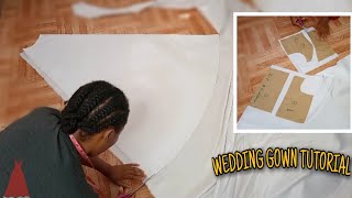 How I Cut My WEDDING GOWN  DIY wedding gown  Stitchadress [upl. by Shannan846]