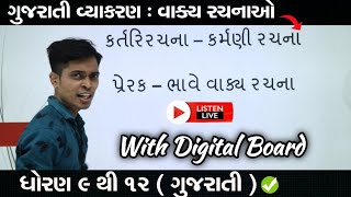 Gujarati Grammar  Topic  કર્તરી કર્મણી પ્રેરક અને ભાવે વાક્ય રચના  Std 9 amp Std 10 Gujarati [upl. by Akeyla]