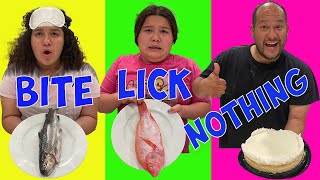 BITE LICK or NOTHING FOOD CHALLENGE [upl. by Eniamert]