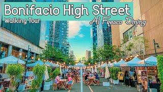 Bonifacio High Street Al Fresco Dining Walk Tour before Covid Lockdown BGC Taguig Philippines [upl. by Aneerahs]