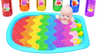 Satisfying Video l DIY How to make Rainbow Bathtub into Mixing Slime with Glitter Pool Cutting ASMR [upl. by Nirrep]