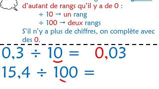 Calcul mental  Diviser un décimal par 10 100mp4 [upl. by Yenalem]