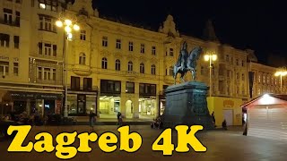 Night walk around Zagreb Croatia 4K [upl. by Scarlet]