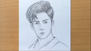 Boy face pencil sketch  How to draw a boy step by step [upl. by Si]