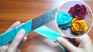 Amazing ribbon flower trick easy rose making with scale  ribbon rose flower craft ideas [upl. by Akir133]