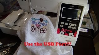 How to Import a Design to Brother Disney PE550D Embroidery Machine using USB Port [upl. by Thrift]