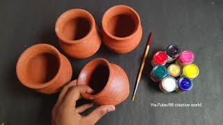 4 Easy Matki Painting Ideas  DIY Pot Decoration [upl. by Ardnassela213]