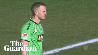 Ingolstadt score while Duisburg keeper takes a drink during game [upl. by Morvin]