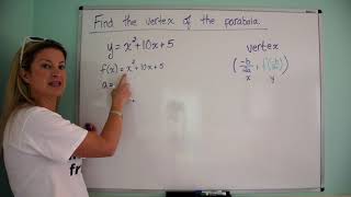 Find the Vertex of the Parabola in Standard FormExample 1 [upl. by Aoket704]