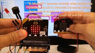 2D  How to Use Radio Communication in a Remote Control 2 microbits buzzer LED [upl. by Rickart]