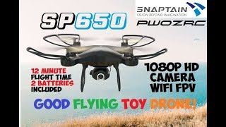 SNAPTAIN SP650 1080P HD WiFi Camera Drone Review  12min Flight x2 Lipos [upl. by Enelie]