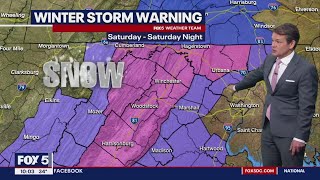 Winter Storm Watches Warnings for Maryland amp Virginia ahead of weekend snow [upl. by Weslee507]