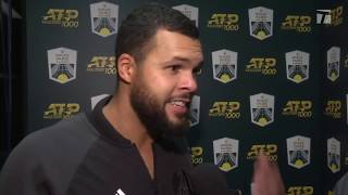 JoWilfred Tsonga 2019 Paris Third Round Win Tennis Channel Interview [upl. by Marj]