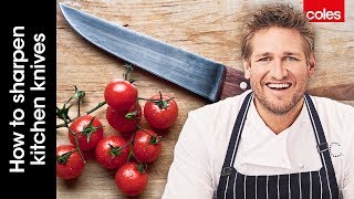 How to Sharpen Kitchen Knives like a Chef  Cook with Curtis Stone  Coles [upl. by Apilef]