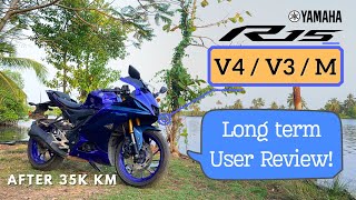 R15 v4 v3 amp M Long term user review  Yamaha build quality issues Mileage Power complaints Malayalam [upl. by Ennaihs688]