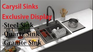 Carysil Sinks Exclusive Display  Steel Sink  Quartz Sink  Granite Sink [upl. by Yknip]