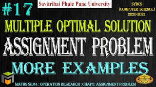 17 Assignment Problem More Examples  Multiple Optimal Solution  OR  SYBCS  SPPU  Hindi [upl. by Wesley298]