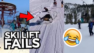 FUNNIEST Ski Lift Fails  Skiers amp Snowboarders Falling Off Ski Lifts 😂 [upl. by Cerf]