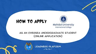 How to submit online application to Mahidol University International College [upl. by Ydnew771]