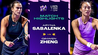 Aryna Sabalenka vs Zheng Qinwen  2024 WTA Finals Riyadh Group Stage  Match Highlights [upl. by Ez56]