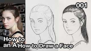 How to Draw a Girl 34 Angle 001  Face Practice [upl. by Yelsek125]