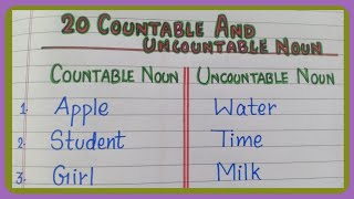 Examples of Countable and Uncountable Noun  20 Examples  English Grammar Countable [upl. by Eisen]