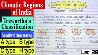 Climatic Regions of India Trewarthas Classification  A B C H type  Lec 20  An Aspirant [upl. by Esiole]