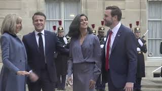 JD Vance meets with President Emmanuel Macron at Elysée during AI summit in France [upl. by Seravat]