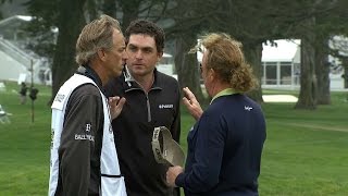 Keegan Bradley and Miguel Angel Jimenez dispute at Cadillac Match Play [upl. by Lyrehs40]