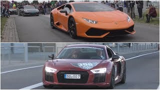 Lamborghini Huracán vs Audi R8 V10 Plus Sound Comparison [upl. by Eaj]