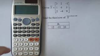 Cofactor Matrix Solved using calculator Casio FX115ES PLUS [upl. by Yesmar714]