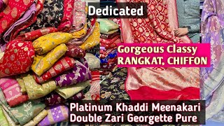 Dedicated Pure Khaddi Georgette Platinum Zari Meenakari Gorgeous Classy Rangkat Chiffon [upl. by Airehs]