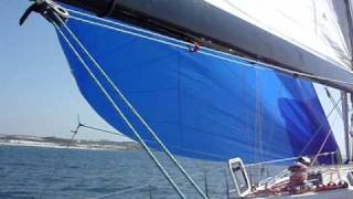 Gybing an Assymmetrical Spinnaker on quotthe Outsidequot [upl. by Johiah624]