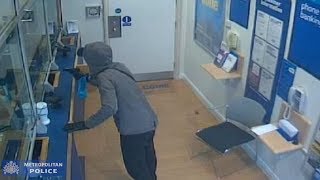 CCTV footage shows dramatic armed bank robbery in London [upl. by Leur]