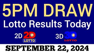 Lotto Result Today 5pm Draw September 22 2024 Swertres Ez2 PCSO Live Result [upl. by Trevorr]