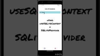 How to Create Student Management App with React Native  useSQLiteContext  SQLiteProvider shorts [upl. by Eiuqnom945]