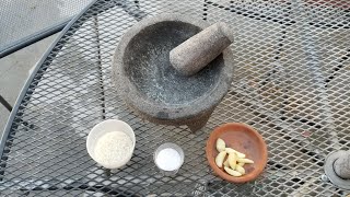 How to season a Molcajete [upl. by Sregor]