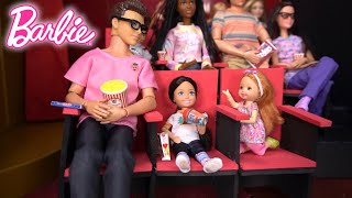 Barbie amp Ken Doll Family Sleepover amp Movie Theater Adventure [upl. by Presber]