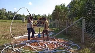 Borewell cleaning using compressor  Youngster Acres  Farm Partner [upl. by Aned]