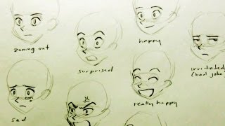 How to Draw a Manga Face 7 Expressions [upl. by Sardella772]