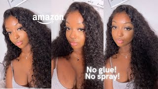 5 MINUTE GLUELESS BEGINNER WIG INSTALL  Lealife Hair Amazon [upl. by Towroy]