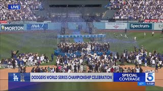 Dodgers celebrate World Series victory at Dodger Stadium [upl. by Fadil]