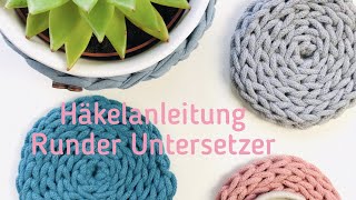 DIY Häkelanleitungen runder Untersetzer in Kettmaschenoptik  Maschenherz [upl. by Aicertap]